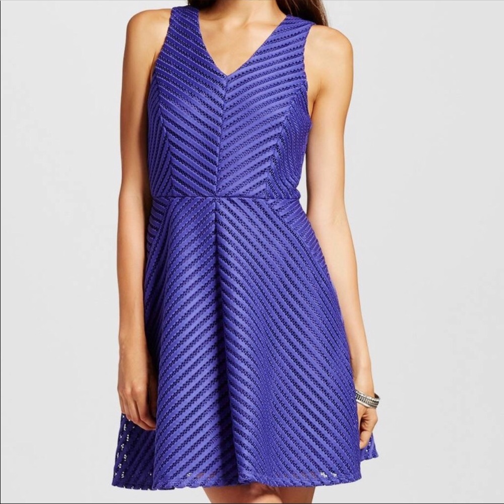NWT Mossimo Blue Eyelet Skater Dress XS